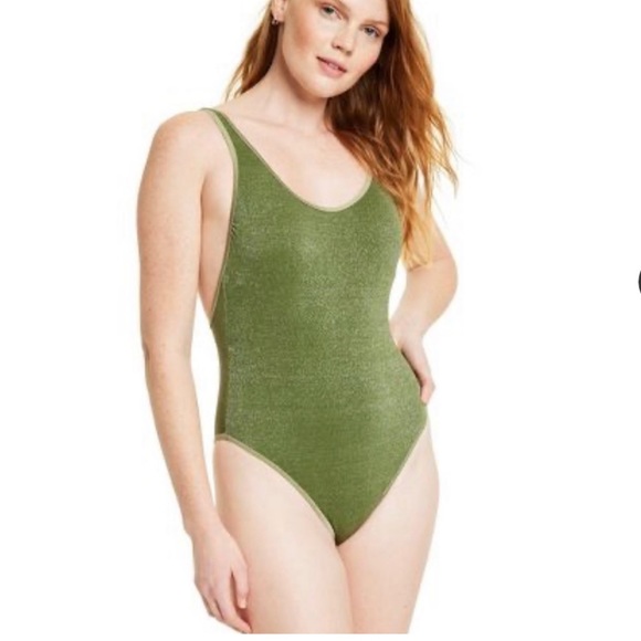 NWT- FE Noel Metallic High Leg Cheeky One Piece Swimsuit XL - Picture 2 of 8